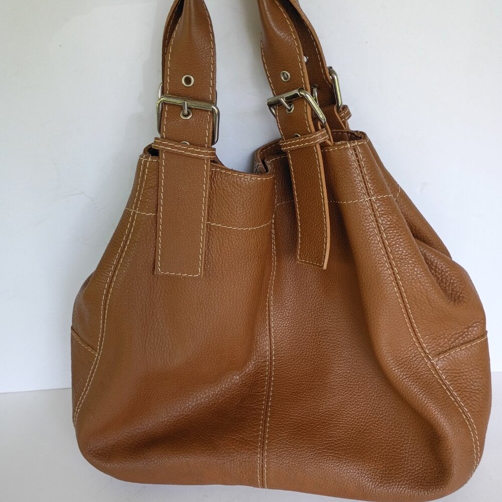 Maurizio Taiuti Italian Brown Boho Leather shoulder bag purse Large EUC